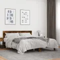 Cadre de lit chêne fumé 150x200 cm bois d'ingénierie et métal