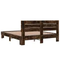 Cadre de lit chêne fumé 150x200 cm bois d'ingénierie et métal