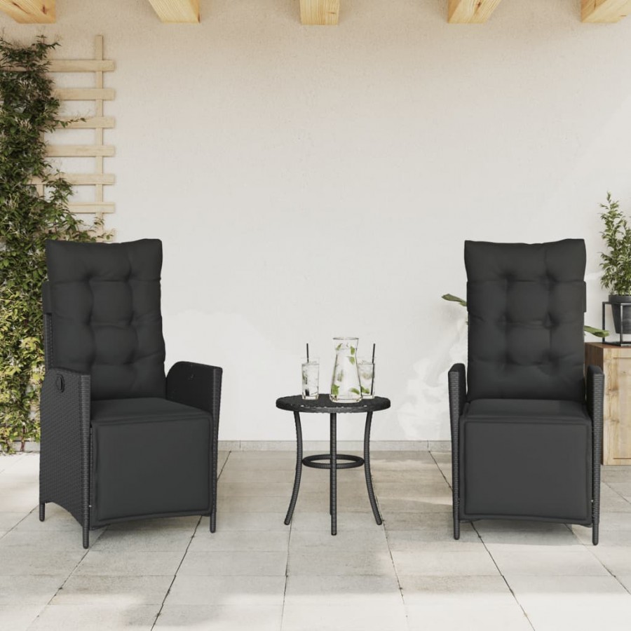 Chaises inclinables de jardin lot de 2 repose-pied noir rotin