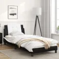 Cadre de lit avec tête de lit noir et blanc 80x200cm similicuir