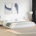 Cadre de lit blanc 200x200 cm bois d'ingénierie