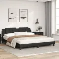 Lit avec matelas noir 180x200 cm similicuir