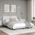 Cadre de lit avec lumières LED blanc 140x200 cm similicuir