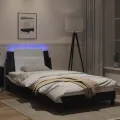 Cadre de lit avec lumières LED noir blanc 100x200 cm similicuir