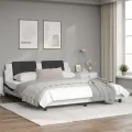 Cadre de lit avec lumières LED blanc noir 180x200 cm similicuir
