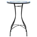 Table de bistro mosaïque bleu et blanc Ø50x70 cm céramique