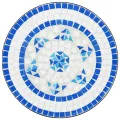 Table de bistro mosaïque bleu et blanc Ø50x70 cm céramique