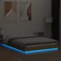 Cadre de lit avec lumières LED chêne sonoma 120x190 cm