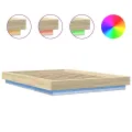 Cadre de lit avec lumières LED chêne sonoma 120x190 cm