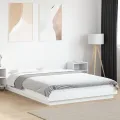 Cadre de lit avec lumières LED blanc 120x190 cm bois ingénierie