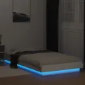 Cadre de lit avec lumières LED blanc 75x190cm bois d'ingénierie