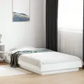 Cadre de lit avec lumières LED blanc 75x190cm bois d'ingénierie