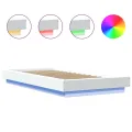 Cadre de lit avec lumières LED blanc 75x190cm bois d'ingénierie