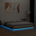 Cadre de lit avec lumières LED chêne sonoma 150x200 cm