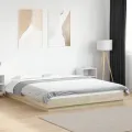 Cadre de lit avec lumières LED chêne sonoma 150x200 cm