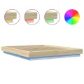 Cadre de lit avec lumières LED chêne sonoma 150x200 cm