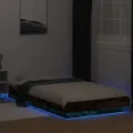 Cadre de lit avec lumières LED chêne fumé 90x200 cm
