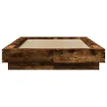 Cadre de lit avec lumières LED chêne fumé 90x200 cm