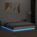 Cadre de lit avec lumières LED blanc 150x200 cm