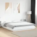 Cadre de lit avec lumières LED blanc 150x200 cm