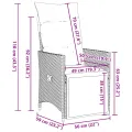 Chaises inclinables de jardin lot de 2 et coussins gris rotin