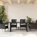 Table de jardin avec dessus en verre noir résine tressée