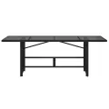 Table de jardin avec dessus en verre noir résine tressée