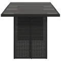 Table de jardin avec dessus en verre noir résine tressée