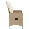 Canapé de jardin inclinable 2 places avec table beige rotin
