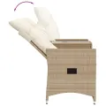 Canapé de jardin inclinable 2 places avec table beige rotin