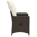 Canapé de jardin inclinable 2 places avec table marron rotin