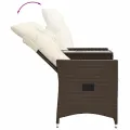 Canapé de jardin inclinable 2 places avec table marron rotin