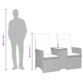 Canapé de jardin inclinable 2 places avec table marron rotin