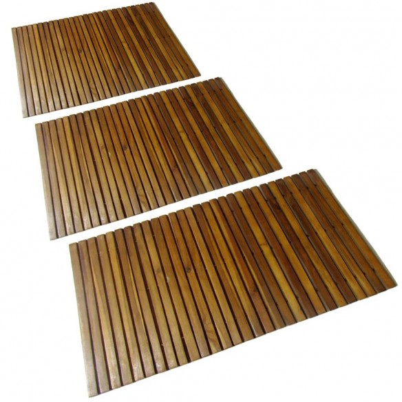 Tapis de bain en acacia 3 pcs