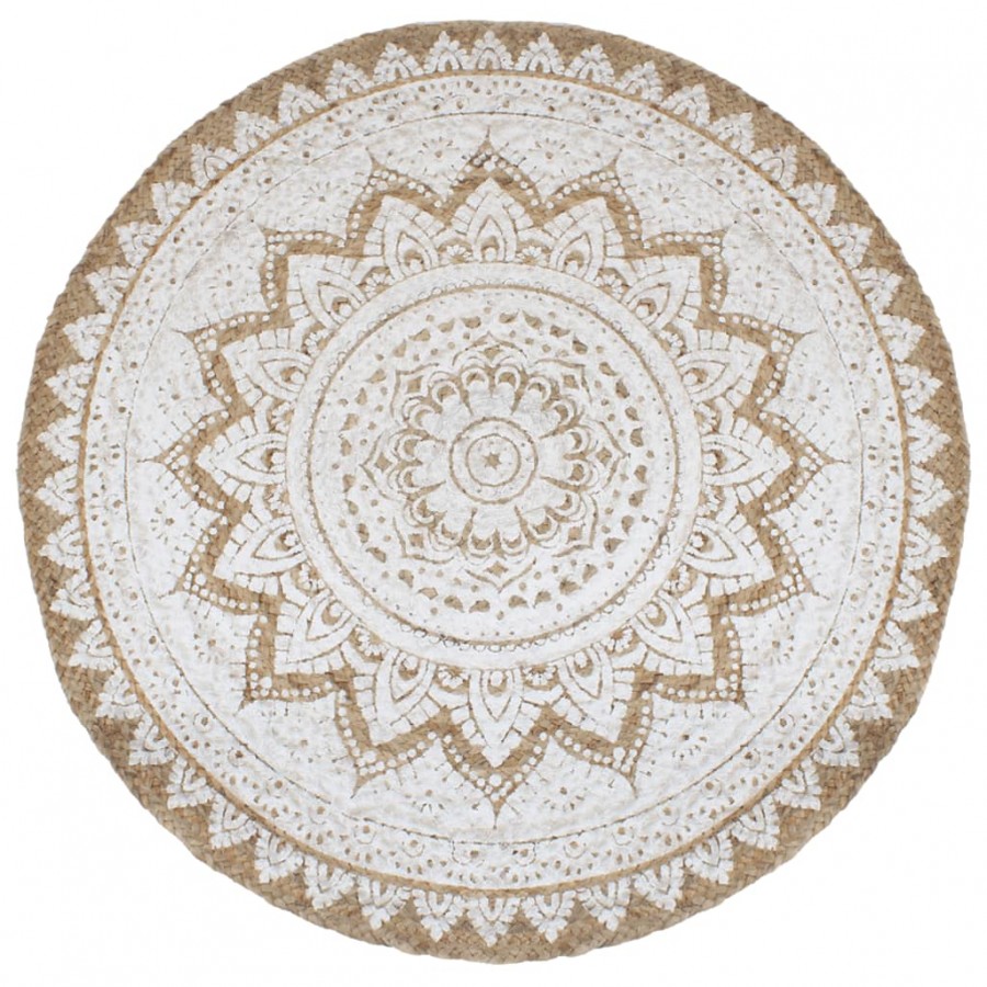 Tapis de sol Jute tressée imprimée 210 cm Rond