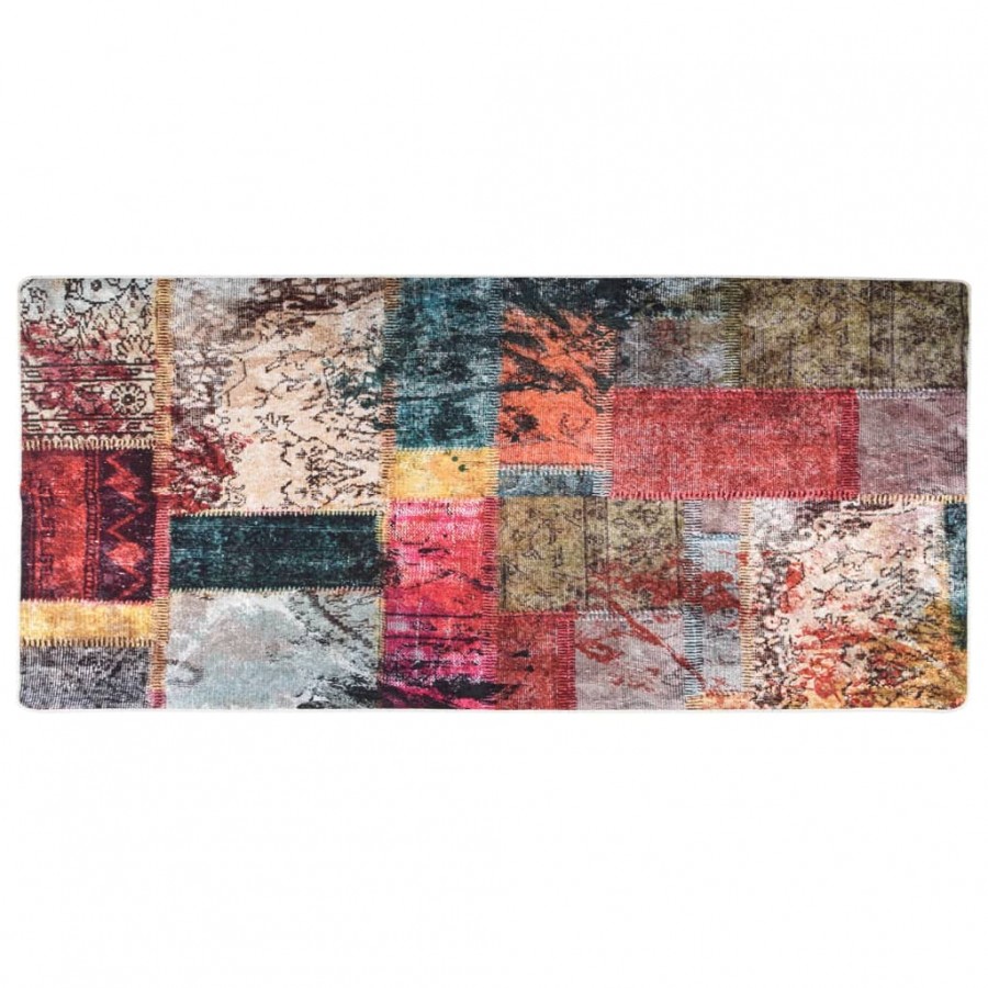 Tapis lavable antidérapant Patchwork 80x300 cm Multicolore