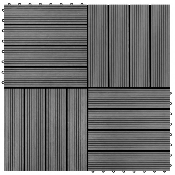 Carreaux de terrasse 22 pcs 30 x 30 cm 2 m² WPC Gris