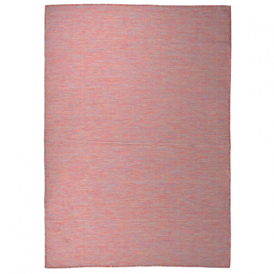 Tapis à tissage plat d'extérieur 140x200 cm Rouge