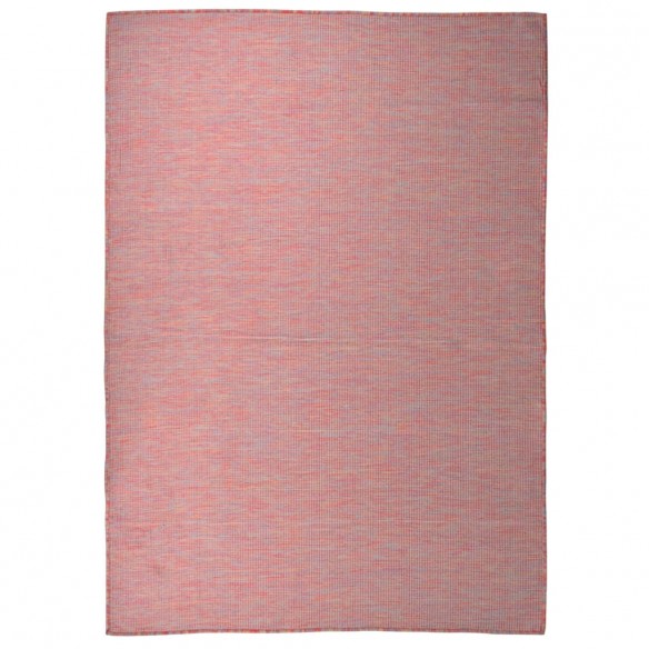 Tapis à tissage plat d'extérieur 140x200 cm Rouge