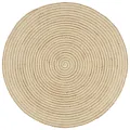 Tapis fait à la main Jute avec design de spirale Blanc 150 cm