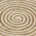Tapis fait à la main Jute avec design de spirale Blanc 150 cm