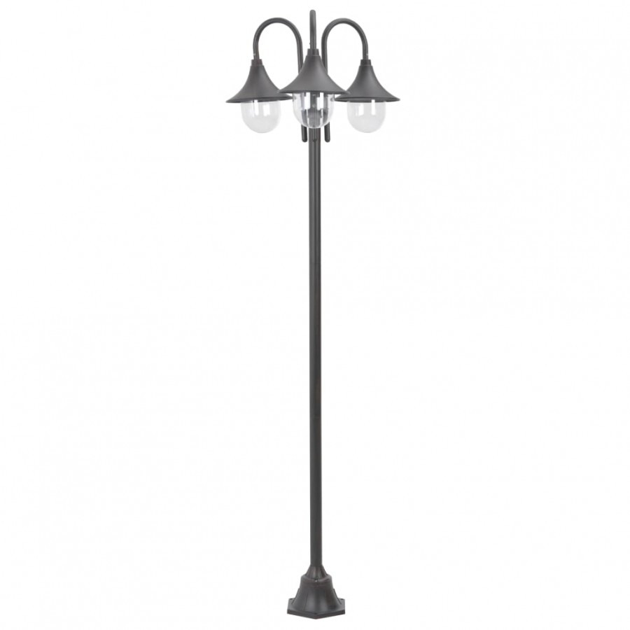 Lampadaire de jardin E27 220 cm Aluminium 3 lanternes Bronze