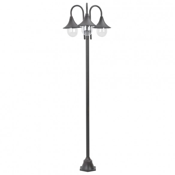 Lampadaire de jardin E27 220 cm Aluminium 3 lanternes Bronze