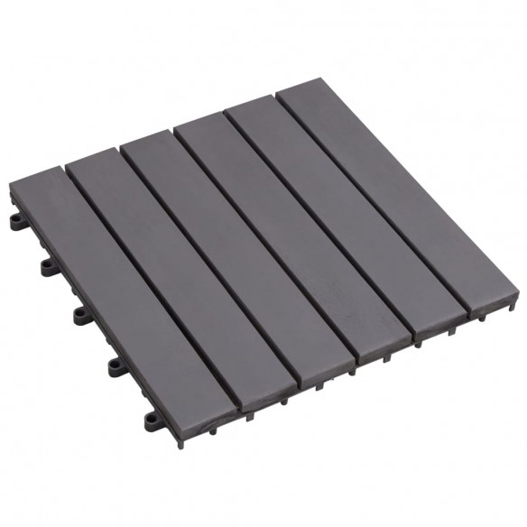 Carreaux de terrasse 10pcs Délavage gris 30x30 cm Acacia solide