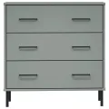 Buffet avec 3 tiroirs Gris 77x40x79,5 cm Bois massif OSLO
