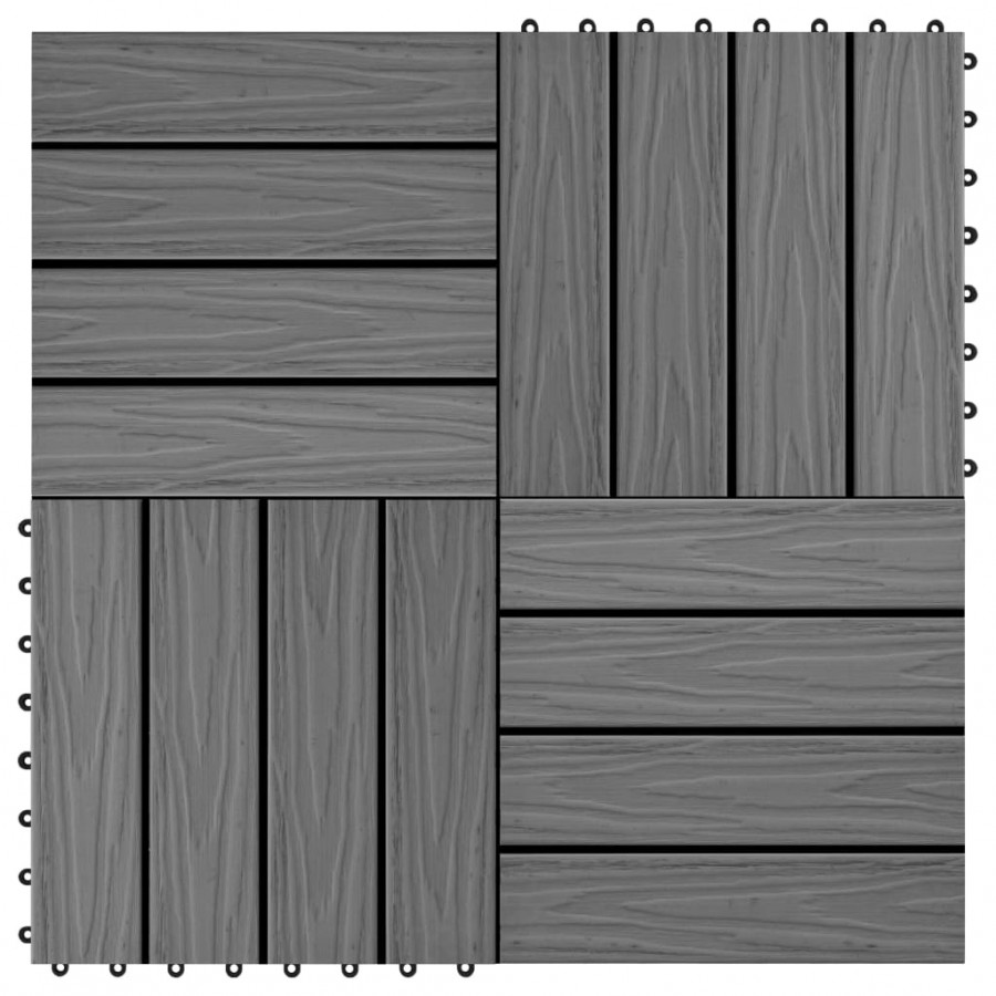 Carreau de terrasse en relief 11 pcs WPC 30x30 cm 1 m² Gris