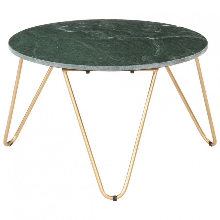 Table basse Vert 65x65x42 cm Pierre véritable et texture marbre