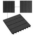 Carreau de terrasse 11 pcs WPC 30 x 30 cm 1 m² Noir