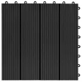 Carreau de terrasse 11 pcs WPC 30 x 30 cm 1 m² Noir