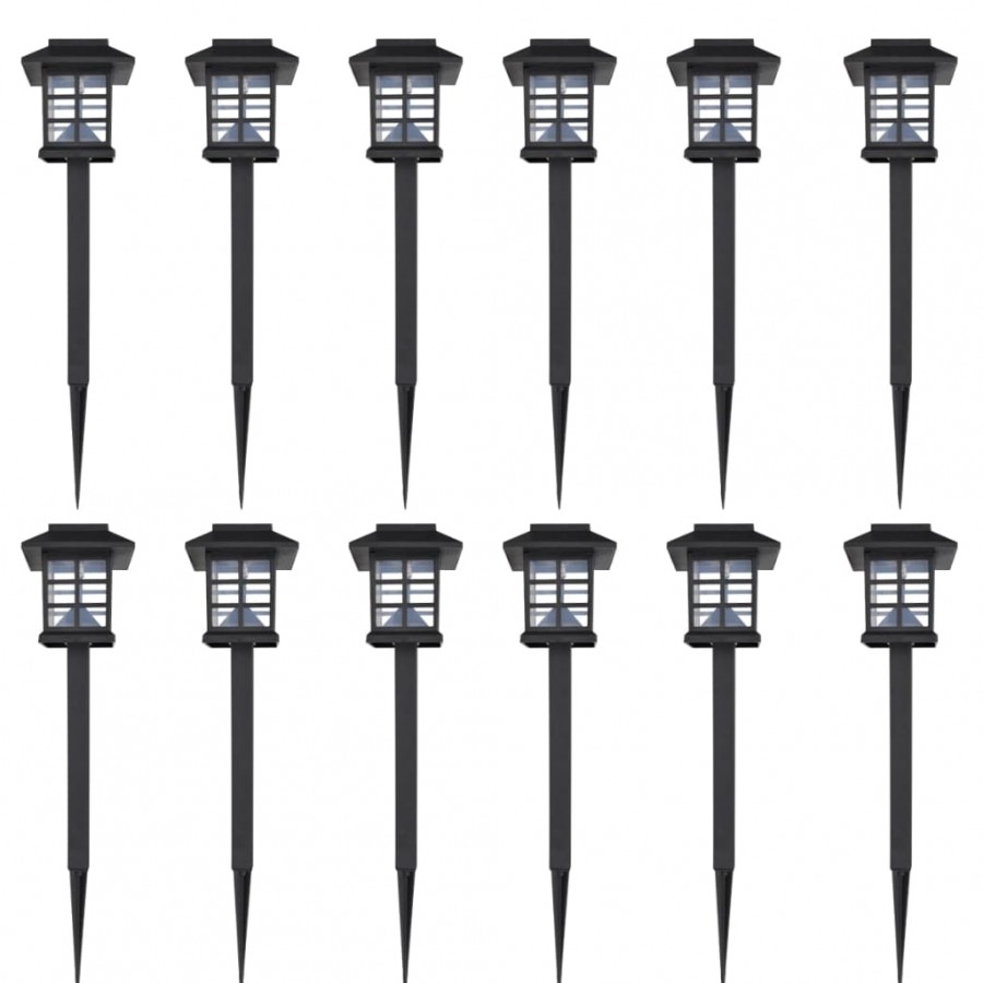 Ensemble de 12 lampes LED solaires avec piquet 8,6x8,6x38 cm